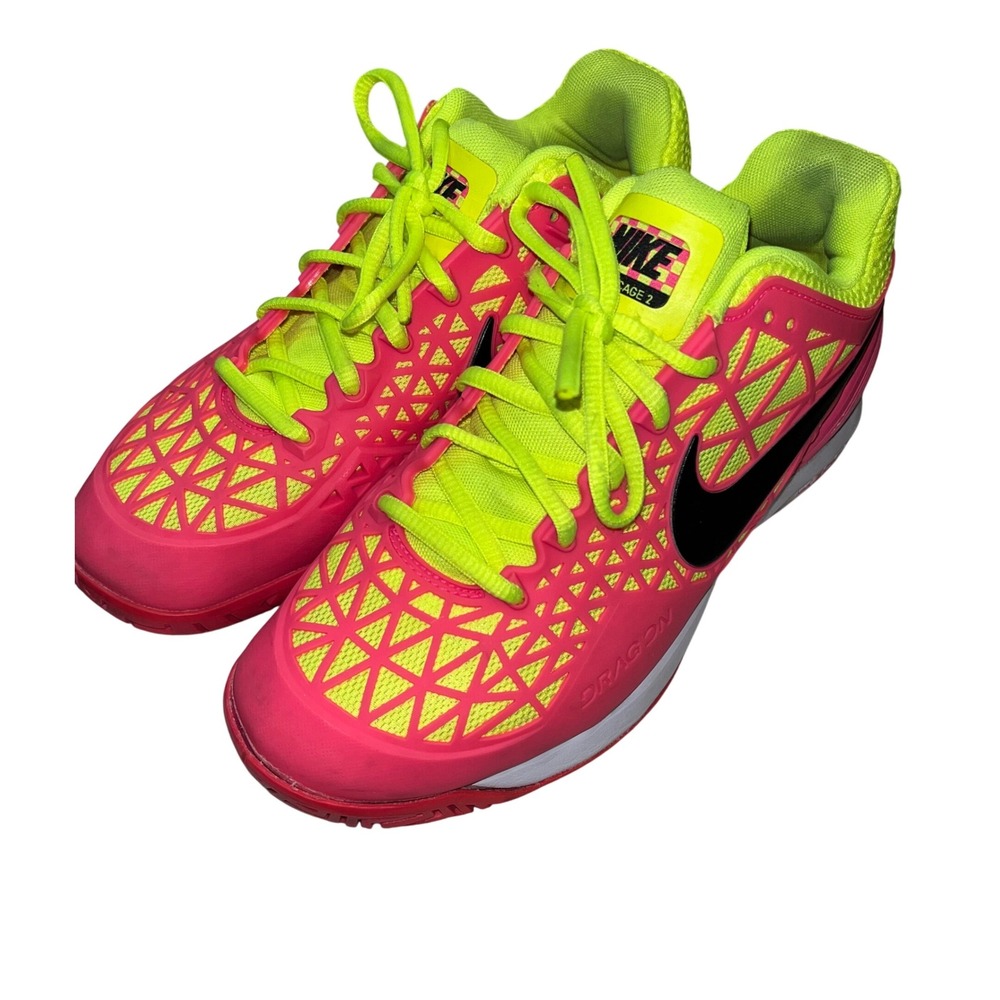 Nike Zoom Cage 2 Tennis Shoes Pink Green Black Volt Women's Size 7 Sneakers